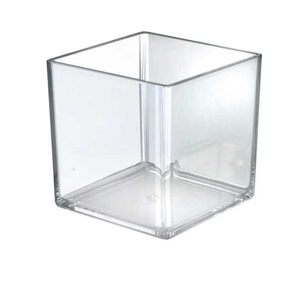 6" Deluxe Clear Acrylic Cube Bin, PK4